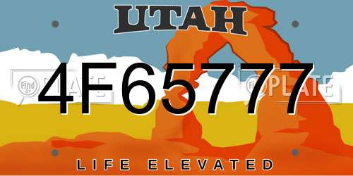 4F65777 Utah License Plate