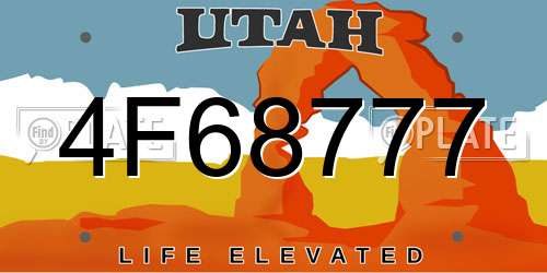 4F68777 Utah License Plate