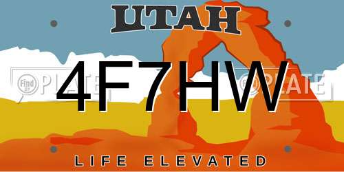 4F7HW Utah License Plate