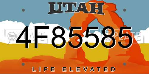 4F85585 Utah License Plate