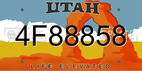 4F88858 Utah License Plate