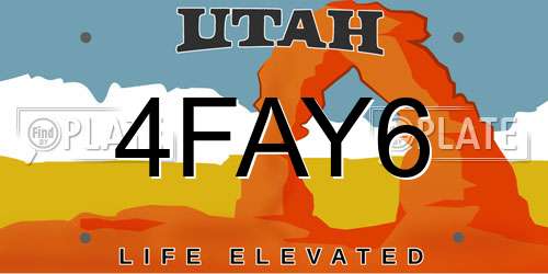 4FAY6 Utah License Plate