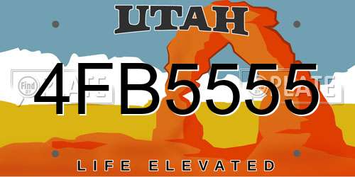 4FB5555 Utah License Plate
