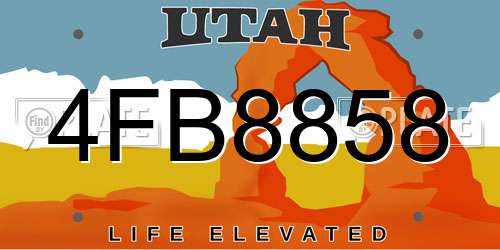 4FB8858 Utah License Plate
