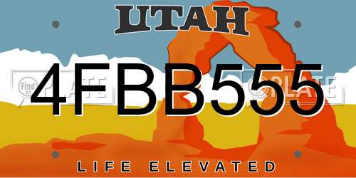 4FBB555 Utah License Plate