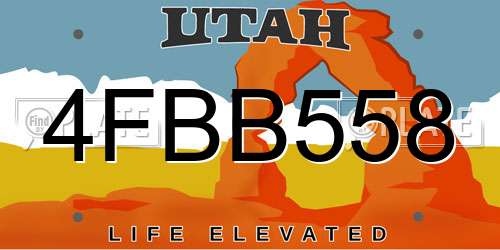 4FBB558 Utah License Plate