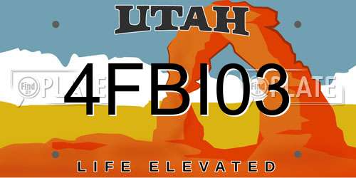 4FBI03 Utah License Plate