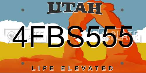 4FBS555 Utah License Plate