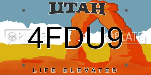 4FDU9 Utah License Plate