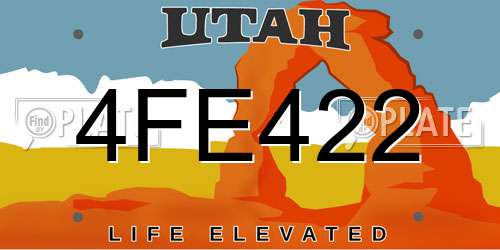 4FE422 Utah License Plate