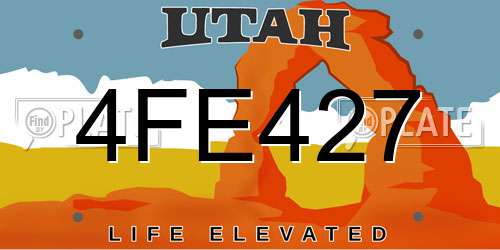 4FE427 Utah License Plate