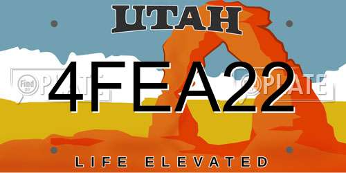 4FEA22 Utah License Plate