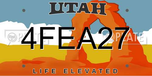 4FEA27 Utah License Plate