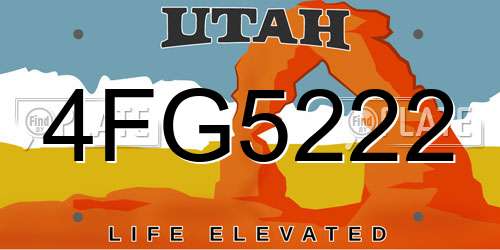 4FG5222 Utah License Plate