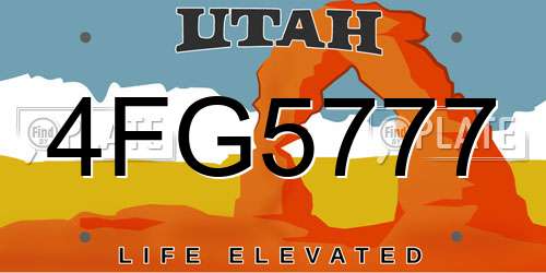 4FG5777 Utah License Plate