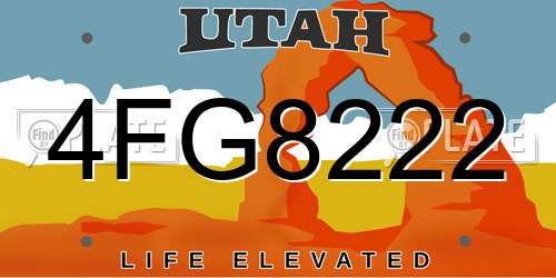 4FG8222 Utah License Plate
