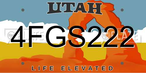 4FGS222 Utah License Plate