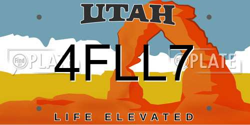 4FLL7 Utah License Plate