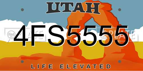 4FS5555 Utah License Plate