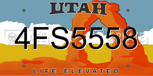 4FS5558 Utah License Plate