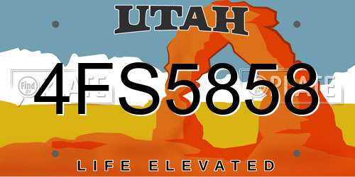 4FS5858 Utah License Plate