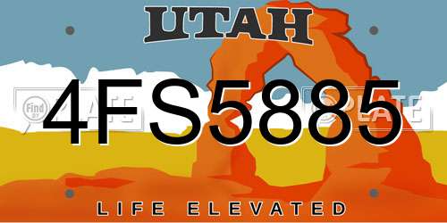 4FS5885 Utah License Plate