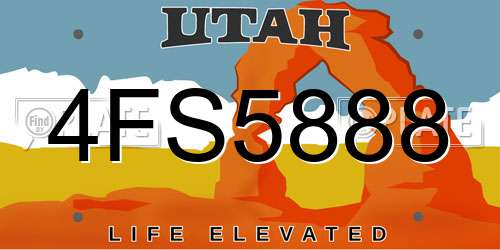 4FS5888 Utah License Plate