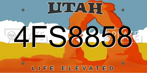 4FS8858 Utah License Plate