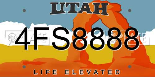 4FS8888 Utah License Plate