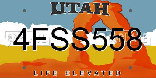 4FSS558 Utah License Plate