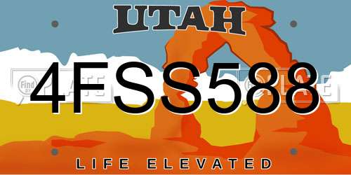 4FSS588 Utah License Plate