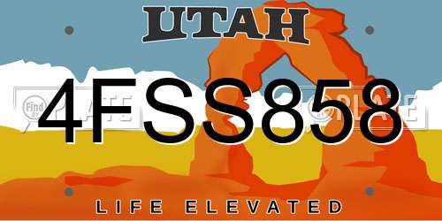 4FSS858 Utah License Plate
