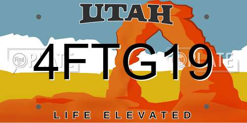 4FTG19 Utah License Plate
