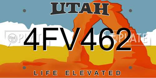 4FV462 Utah License Plate