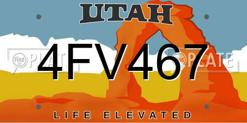4FV467 Utah License Plate
