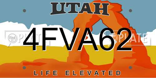 4FVA62 Utah License Plate