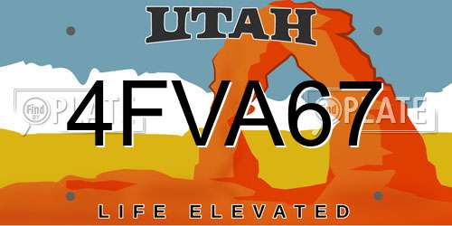 4FVA67 Utah License Plate