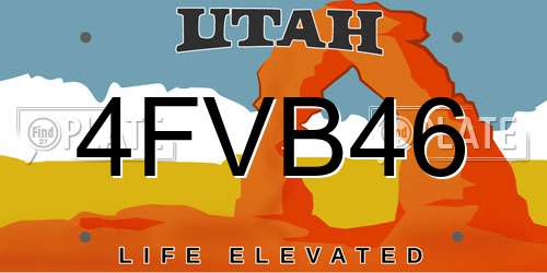 4FVB46 Utah License Plate