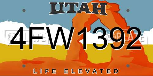 4FW1392 Utah License Plate