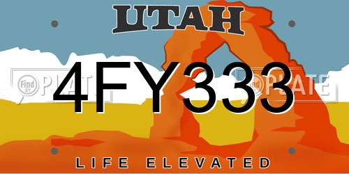 4FY333 Utah License Plate