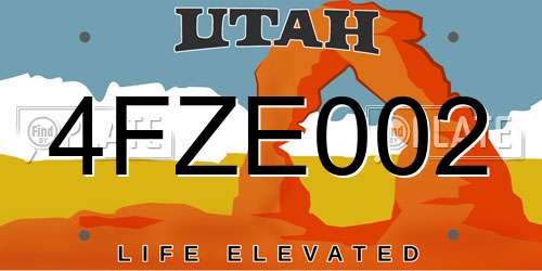 4FZE002 Utah License Plate