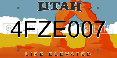 4FZE007 Utah License Plate