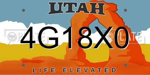 4G18X0 Utah License Plate