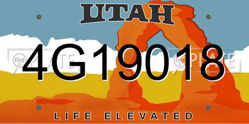 4G19018 Utah License Plate