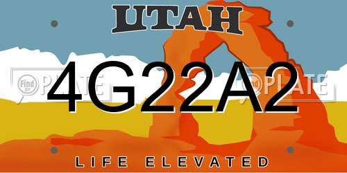 4G22A2 Utah License Plate