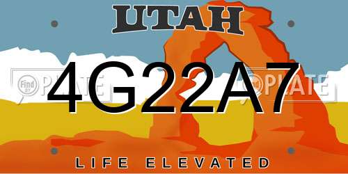 4G22A7 Utah License Plate