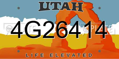 4G26414 Utah License Plate