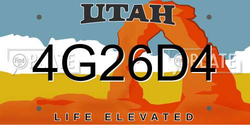 4G26D4 Utah License Plate
