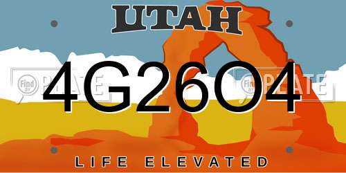 4G26O4 Utah License Plate