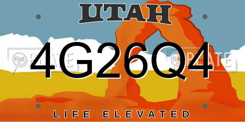 4G26Q4 Utah License Plate